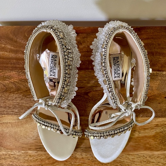 Badgley Mischka Katrina Embellished Satin High Heel Wedding Sandal NEW U… - Picture 12 of 16